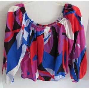 Nine West Off the Shoulder Cropped Bracelet Sleeve Blouse Size L NWT